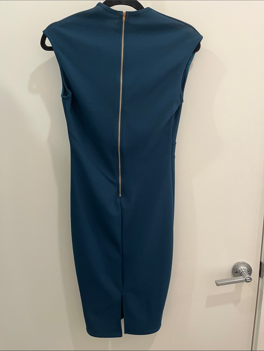 Fashion Nova Teal V-Neck Midi Sheath Dress- size Medium NWT - Picture 3 of 3